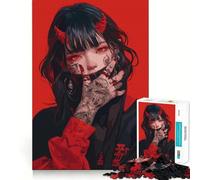 Rompecabezas Digital de Arte de la Niña Diablo Roja para Adultos, 1000 Piezas, Juego Inteligente, patrón Tranquilo y Relajante, Regalo increíble (38x26cm)