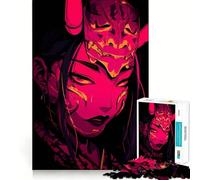 Rompecabezas Digital de Arte de Mujer con máscara de Oni,1000 Piezas,Juego de lógica y Pensamiento,artesanía de Corte experta,Tiempo de Tranquilidad,Ejercicio Mental en casa (38x52cm)