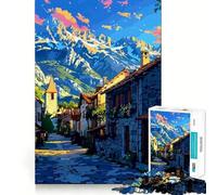 Rompecabezas Digital de Arte de Paisaje de Pueblo de montaña para Adultos, 1000 Piezas, Juguete Intelectual, diversión Tranquila, Corte preciso, Lista de Deseos de Santa Claus (50x75cm)