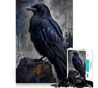 Rompecabezas Digital de Arte de un Cuervo posado en una Roca, 1000 Piezas para Adolescentes, Juego de lógica, Momento cálido, Pieza de colección de Arte de Corte preciso (50x75cm)