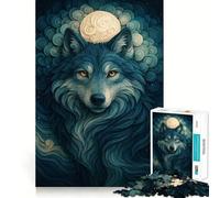 Rompecabezas Digital para Adultos de Lobo y Luna,1000 Piezas,Juego de Memoria Mental,Corte de Alta precisión,Manualidades,Tiempo de Tranquilidad,Ejercicio Mental en casa (38x26cm)
