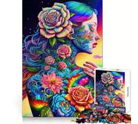 Rompecabezas Diosa Flor Arcoíris para Adultos, 1000 Piezas, Mejora la Memoria, Divertido Montaje de imágenes, Arte Coleccionable (38x52cm)