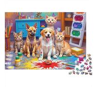 Rompecabezas Divertido de 1000 Piezas Pintando Mascotas: Mascotas posando con Pintura. Juegos educativos para Adultos. Hermosa decoración. Difícil y desafiante. 70x50cm
