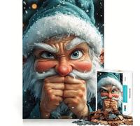 Rompecabezas Divertido de Elfo Navideño Enojado para Adolescentes,1000 Piezas,Estimula la Mente,Diversión,Corte Limpio,Componentes Resistentes,Actividad Conmovedora para Compartir (50x75cm)