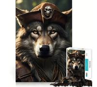 Rompecabezas Divertido de Lobo Pirata para Adultos,1000 Piezas,Juego para estimular la Mente,Piezas de Ajuste preciso y sin Costuras,Actividad Relajante para Grupos en Interiores (38x52cm)