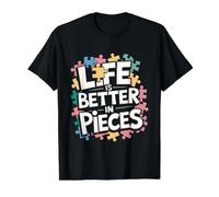 Rompecabezas Divertido - La Vida es Mejor en Piezas - Rompecabezas Camiseta gráfica económica, Hombre, Negro, M