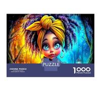 Rompecabezas DIY 1000 Piezas Chica del Bosque, Niña Dibujo Animado Colorida, Juego Familiar Interactivo, Padre Hijo, Cartón Extra Grueso, Desarrollo Cognitivo, 38x26cm