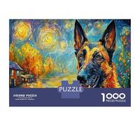 Rompecabezas DIY de Pastor Alemán de Papel Premium GSD Sonriente Lago Estrellado Adecuado para Principiantes Juguete Educativo 70x50cm/1000pcs