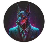 Rompecabezas Doberman Boss de 1000 Piezas para Adultos. Rompecabezas Redondos de 1000 Piezas para Adultos. Ideal para Parejas, Navidad, Año Nuevo y San Valentín. 67,5 x 67,5 cm.