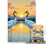 Rompecabezas Dos Grullas al Atardecer para Adolescentes, 1000 Piezas, Ejercicio Mental, Relajante, Corte de Precisión, Regalo Festivo (38x52cm)