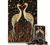 Rompecabezas Dos Grullas en un Jardín Nocturno para Adultos 1000 Piezas Habilidad Analítica Recreación Ligera Ensamble Reducido Regalo Navideño (38x52cm)