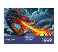 Rompecabezas Dragón Adultos - Dragón Fuego Tormenta Salvaje Vivo 52x38cm