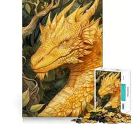 Rompecabezas Dragón Amarillo para Adultos,1000 Piezas,Juego de Concentración Mental, Corte Láser,Actividad Divertida para la Familia y la Noche (50x75cm)