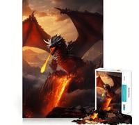 Rompecabezas Dragón Anciano de Fuego Rojo para Adultos, 1000 Piezas, Diseño para Mejorar la Memoria y Aliviar el Estrés, Regalo Memorable (38x52cm)