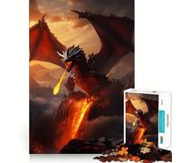 Rompecabezas Dragón Anciano de Fuego Rojo para Adultos, 1000 Piezas, Juego Inteligente, Ensamblaje de Patrón Tranquilo y Sencillo, Regalo Increíble (50x75cm)