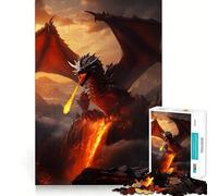 Rompecabezas Dragón Anciano de Fuego Rojo para Adultos, 1000 Piezas, Rompecabezas Mental, pasatiempo Relajante, Montaje de imágenes, Regalo Encantador (38x26cm)