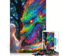 Rompecabezas Dragón Arcoíris y Niña para Adultos 1000 Piezas Mejora la Memoria Juego en Grupo Patrón Ensamblaje Sorpresa de Navidad (38x52cm)
