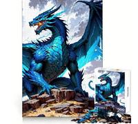 Rompecabezas Dragón Azul sobre Rocas para Adolescentes, 1000 Piezas, Destreza Mental, Placer Relajante, Corte Premium, Regalo Alegre (38X26CM)