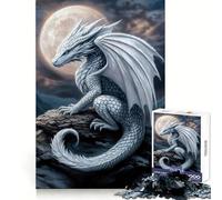 Rompecabezas Dragón Blanco bajo la luz de la Luna de 1000 Piezas para Adolescentes Actividad de Ocio y Ejercicio Inteligente Cierre sin Costuras Regalo de cumpleaños (50x75cm)