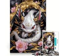 Rompecabezas Dragón Blanco con Detalles Dorados para Adultos 1000 Piezas Juego para Estimular la Mente Tamaño Uniforme Piezas Precisas Ideal para Viajes Juego Mental (50x75cm)