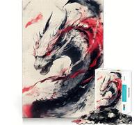 Rompecabezas Dragón Blanco con Detalles Rojos 1000 Juego de Concentración Mental Diseño Ajustado Sin Espacios Desafío Interactivo para el Cerebro en Casa (38x26cm)