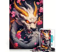 Rompecabezas Dragón Blanco con Flores de Cerezo 1000 Piezas Juguete de construcción Focus Montaje Firme y Seguro Juguete de Entretenimiento para Interiores (50x75cm)