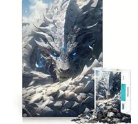 Rompecabezas Dragón Blanco con Ojo Azul de 1000 Piezas Juego de Habilidad Mental Ajuste Estable Sin Piezas Sueltas Un pasatiempo Divertido para Fines de Semana Largos (38x52cm)