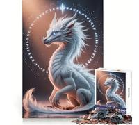 Rompecabezas Dragón Blanco con Runas 1000 Piezas Entrenamiento de Pensamiento Diversión Casual Bordes Definidos Sorpresa de Cumpleaños (38x26cm)