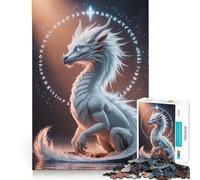 Rompecabezas Dragón Blanco con Runas para Adultos 1000 Piezas Juego de Memoria Corte Fino Acabado Premium Una Forma Entretenida de Pasar Horas Libres (50x75cm)