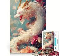 Rompecabezas Dragón Blanco en Flor de 1000 Piezas Juego para ejercitar la Mente Artesanía de Corte experta Un pasatiempo Fascinante para los Momentos de Ocio (50x75cm)