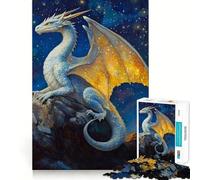 Rompecabezas Dragón Blanco en la Cima de la Montaña 1000 Piezas para Adultos Juego Divertido Ensamblaje Firme y Seguro Actividad Divertida para la Noche en Familia (38x52cm)