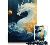 Rompecabezas Dragón Blanco Entre Nubes 1000 Piezas Juguete Creativo componentes Resistentes y de Corte Limpio Ideal para Viajar Juego Mental Regalo (38x26cm)