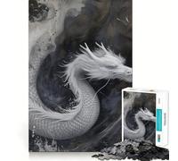 Rompecabezas Dragón Blanco para Adolescentes 1000 Piezas Juego de Memoria Superficie Lisa y Sin Rebabas Regalo de Cumpleaños Juguete para Estimular la Ingenia (38x52cm)