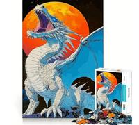 Rompecabezas Dragón Blanco Rugiendo a la Luna 1000 Piezas Desarrollo de Habilidades de Memoria Diversión Calidad Profesional Recorte Regalo Ideal para la Actividad Mental (38x26cm)