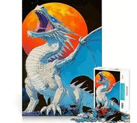 Rompecabezas Dragón Blanco Rugiendo a la Luna 1000 Piezas para Adolescentes Juego para estimular la Mente Montaje Firme y Seguro Actividad Divertida para Toda la Familia (50x75cm)
