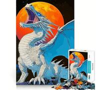 Rompecabezas Dragón Blanco Rugiendo a la Luna para Adultos 1000 Piezas Juego de Memoria Cerebral Corte Fino Acabado Premium una Forma entretenida de Pasar el Tiempo Libre (38x52cm)