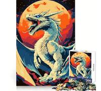 Rompecabezas Dragón Blanco Rugiendo Bajo la Luna Llena para Adolescentes, 1000 Piezas, Capacidad de Concentración, Ocio Relajante, Bien Encajado, (38x52cm)