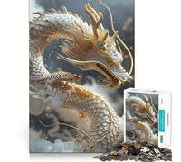 Rompecabezas Dragón Blanco sobre Nubes 1000 Piezas Juego de concentración Mental Corte de precisión Bordes Suaves Juego de construcción de Conexiones significativas (38x26cm)