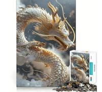 Rompecabezas Dragón Blanco sobre Nubes para Adultos 1000 Piezas Juego Think Boost Estructura de Enclavamiento Preciso Fácil de Aprender Diversión Familiar (38x52cm)