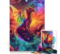 Rompecabezas Dragón Cósmico Arcoíris de 1000 Piezas para Adolescentes Juguete de lógica Clara Tiempo de Paz Corte Lista de Deseos de Santa Claus (38x52cm)