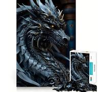 Rompecabezas Dragón de Obsidiana de 1000 Piezas para Adolescentes Juguete Educativo para Toda la Familia Corte de Calidad Regalo Elegante (38x26cm)