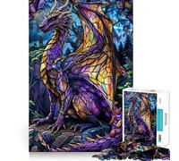Rompecabezas Dragón del Bosque Púrpura para Adultos, 1000 Piezas, Mejora la Memoria, Ocio, Diversión, Bordes Precisos, Regalo Encantador (38x52cm)