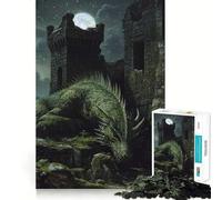 Rompecabezas Dragón Durmiente en Las ruinas del Castillo para Adultos, 1000 Piezas, Juguete de lógica de Alta precisión, Divertido y con un diseño Impecable Regalo Memorable 38x26cm