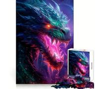 Rompecabezas Dragón Llama Púrpura para Adolescentes, 1000 Piezas, Mejora la Memoria, Juego de Interior, Ensamblaje de Imágenes, Regalo Navideño (38x26cm)