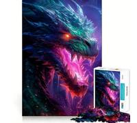 Rompecabezas Dragón Llama Púrpura para Adolescentes, 1000 Piezas, Mejora la Memoria, Juego de Interior, Ensamblaje de Imágenes, Regalo Navideño (38x26cm)