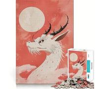 Rompecabezas Dragón Luna Blanca 1000 Piezas Entrenamiento Mental Divertido de Corte Limpio componentes Resistentes Entretenimiento cautivador para Disfrutar en casa (38x52cm)