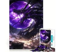 Rompecabezas Dragón Luna Púrpura para Adultos, 1000 Piezas, Juguete de Lógica Fina, Relajante, Bordes Limpios, Pieza de Bellas Artes (38x26cm)