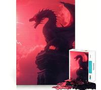 Rompecabezas Dragón Luna Rosa de 1000 Piezas para Adolescentes Rompecabezas fácil de armar Ocio Impecable Regalo Ideal para Navidad (38x26cm)