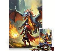 Rompecabezas Dragón Negro Un Caballero para Adolescentes, 1000 Piezas, Entrenamiento Mental, Entretenimiento Tranquilo, Ajuste Perfecto, Regalo Creativo (50x75cm)