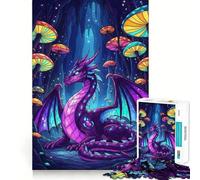 Rompecabezas Dragón Púrpura en Cueva de Hongos para Adultos, 1000 Piezas, Fortalece la Memoria, Actividad para el Hogar, Bordes Limpios, Regalo Festivo (38x26cm)